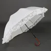 ホワイトブラックレースの傘の結婚式のパラソルロングハンドル女性のための晴れた雨傘