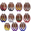 Multistorey Rugby Unique Multicolor Dangle Drop Leather Earings for Men and Women Ball Shaped Sport Earings Gift