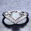 10 st lot 925 Sterling Silver Ringar Kronhjärta Blå Vit Opal Ädelstenar För Kvinnor Bröllopsfest Amerikanska Australien Ringsmycken