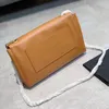 Dual الجبهة والخلفة حقيبة المرأة حقائب اليد المحافظ الجلد المدبوغ عادي الجلود حقيبة crossbody أعلى جودة سلسلة واحدة الكتف رسول حقيبة