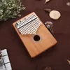 Tre färger 17 metallnycklar Kalimba trä mahogny body thumb piano lek med gitarr musikaliska instrument tillbehör