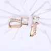 ジルコンイヤリングカフスクエアモザイクダイヤモンドロマンチックな女性用シャンパンゴールドイヤリングイヤークリップラグジュアリージュエリーバレンタインデーギフトPotala115-E