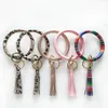 Bangle Keychain Pu Tassel Armband Keyring Böhmen Key Ring Holder Kvinnor Tjej Smycken Leopard Blomma Solid 37 Design Partihandel FFJ689