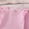 キッズブティック服ベビーガール服セットフリル綿長袖Tシャツトップスフローラルパンツかわいい春秋の女の子服0~24m