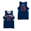 Maglia da basket FTS Bulldogs High School J. Cole # 15 Bianco Rosso Nero Blu navy Retro da uomo cucita personalizzata con qualsiasi numero Nome maglie