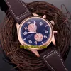 Ny 43mm Limited Edition Chronograph Brown Dial IW387805 Miyota Quartz Mens Watch Stopwatch Rose Gold Case Läderband Klockor Watch_Zone