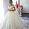 Luxury Appliques Ball Gown Off the Shoulder Wedding Dresses Sweetheart Lace Up Back Princess Illusion Applique Bridal Gowns robe de mariage 2021