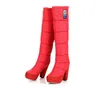 Hot Sale-High Feather Women's Winter Boots Mer grov med hög vattentät Taiwan Warm Sleeve Bomull Stövlar Sexig