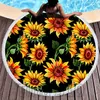 Hot Round Polyester Sunflower Beach Towel Baseball Football Blanket Beach Cover Letter Printed Tassel Towels Summer Bath Towel Yoga Mat 4856