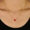 Gold filled new style Red white black Heart Pendant Necklace paved mini clear cz charming Jewelry For women girl gift wholesale