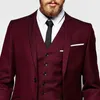 Formell slitage Bourgogne Mens Wedding Suits Tuxedos For Men Groom Costume Homme Man Suit Custom Made Jacket Pants Tie2245