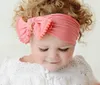 Schattige baby meisje kind grote boog haarband hoofdband solide katoen stretch tulband knoop hoofd wrap hoofddeksels meisjes kwasten hoofdband