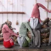 新しいフェイスレスドールペンダントクリスマスストライプキャップフェイスレスドールクリスマスツリーハンギングオーナメント装飾gnome老人人形