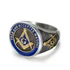 Groothandel-3 stks Fashion Mason Master Masonic Ring Heren 316L roestvrijstalen zon en maanster Goud en zilveren ring sieraden geschenken