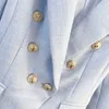 ALTA CALIDAD más nueva 2018 del diseñador de las mujeres chaqueta de manga larga doble de pecho de metal León Botón chaqueta de la chaqueta exterior
