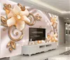 Custom Photo Wallpaper 3d Luxury Rich Jewelry Pearl Flower Open 3D Living Room TV Background Bound Wall Painting Wallpaper