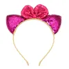 Orecchie di gatto con paillettes neonate fascia shinny arco sirena accessori per copricapo per bambini festa di compleanno per bambini vestire