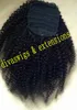 160g cheveux vierges brésiliens afro crépus bouclés queue de cheval cordon Clip en jet noir cheveux bouffée de cheveux humains queue de cheval postiche bateau libre