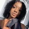 Brazilian water Wave Lace Frontal Wig Remy Pre-Plucked Curly front Closure Wigs Human Hair Wet And Wavy Short Bob 130% diva1