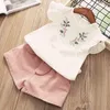 Sommar barnkläder sätter ny stil märke baby tjejer kläder kortärmad t-shirt med shorts 2st barn kläder kostymer