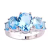 Partihandel - bländande oval snitt blå rosa zirkon silver ringstorlek 7 8 9 10 11 12 13 för kvinnor fest mode smycken gåvor