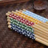 5 пары бамбука Японские палочки для палочек с рисовым валом для суши для суши азиатской еды Красная вишня дизайн.