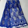 5 야드 / pc 새로운 패션 로얄 블루 프랑스어 그물 레이스 직물 자수 아프리카 메쉬 레이스 드레스 BN135-9