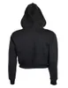 Autumn Womens Solid Crop Hoodie långärmad jumper huva pullover kappa avslappnad tröja topp sudaderas mujer