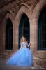 Açık Mavi Prenses Çiçekler Kızlar Düğün Uzun Kollu Aplikler Boncuklar Balo Elbise Çocuklar Pageant Elbiseleri İlk Kutsal Communio5425495