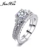 Роскошные белые Zircon каменное кольцо набор новой моды 925 серебряное обручальное кольцо старинные обручальные кольца для женщин свадебные наборы