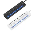 7 Port USB 2.0 HUB Höghastighets USB-splitteradapter med LED-brytare för bärbar dator