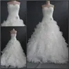 Sweetheart Sweep Train Tiered Skirts Cascading With Ruffle Organza Mermaid Wedding Dresses