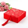 Кисточка площадь китайского шелка ткань подарки Mens Box браслет Jewelry Box Craft женщины браслет коробка хранения 12x12x4cm