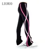 LIUHUO, pantalones de entrenamiento de patinaje artístico, sábanas, venta al por mayor, mallas finas de entrenamiento con diamantes de imitación de spandex negro, ropa para mujer