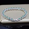 Chaîne à la mode vert et blanc zircon cubique pierre réglage dames Tennis Bracelets argent 925 bijoux pour femmes B100