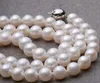 Geschenk Schmuck 17 Zoll 10.5-11MM natürliches weißes Meer kultiviert Runde Perlenkette Frauen große Silber