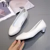 2018 Hot Mature Round Toe High Heel Pumps Weiß Flach 3 CM Frauen Büro Kleid Schuhe Frühling Herbst Heels Schuhe Kostenloser Versand 40