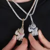 14K mrożony Diamentowy Gorilla Ape Naszyjnik z dużym zamkniętym blingiem mikro zamek cyrkonż