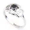 forma Moda Exquisite Anel Preto Onyx flor das gemas jóias de prata cristal Zircon Wedding Engagemeta Anel Por 10 Pcs de Mulheres grátis