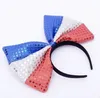 American Flag Bow pannband Super-Large Bowknot Sequined Fabric Flag Hoop United States Independence National Day DOTS Hårpinnar TLZYQ620
