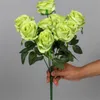 Fake Rose (9 heads/bunch) 17.72" Length Simulation Roses for DIY Wedding Bridal Bouquet Home Decorative Artificial Flowers