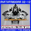 Kit för Honda Interceptor VFR800RR 02 08 09 10 11 12 258HM.28 VFR 800RR 800R VFR800 RR 2002 2008 2009 2010 2011 2012 Silver White Fairing