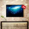 Canvas Art Print Animal Dolphin Paintings Living Room Decor Wall Picture Poster Oil Painting on Canvas - Ready To Hang - Framed