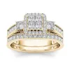 Новые обручальные кольца золотого цвета для женщин, квадратные ювелирные изделия с цирконом, кольца в форме сердца, элегантные женские обручальные кольца, набор модных аксессуаров