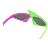 Novelty Green Pink Contrast Color Glasses Roy Purdy Style Hip-Hop Asymmetric Triangular Sunglasses Party Supplies Decoration GC7