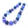 Fashion Navy Blue Design Kid Chunky Bead Necklace Fashion Toddlers Girls Bubblegum Bead Chunky Necklace Jewelry Gift For Children