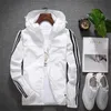 Windbreaker Jacket Män 2019 Höst Fashion Striped Jacket Män / Kvinnor Hooded Casual Jackor Male Jacket Coat Men Tunna Coat Outwear T190910