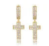 Zirconia cúbica Bling Ice Out Cross Gold Gold Plate Copper Material Pendientes para hombres Hip Hop Hop Rock Jewelry312V