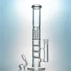 Su Camı Bongs Üçlü tarak Perc Bongs Quadra Birdcage Perc Nargile Yağ Dab Kuleleri Düz Tüp Temizle 18mm Dişi Ortak W