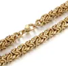 18K Gold Plated Retro domineering thick necklace men's hip hop stainless steel braided necklace